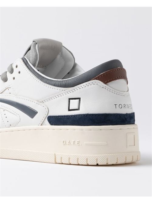 Sneakers bassa in pelle colore bianco e suede colore grey. DATE | TORNEO COLOREDWHITE GREY